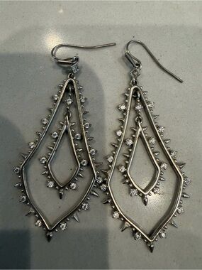Kendra Scott Silver Tone Teardrop Earrings with crystals